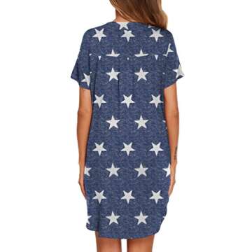 Ekouaer Night Gowns Women Loungewear Short Nightshirt Button Down V Neck Cotton Maternity Dress