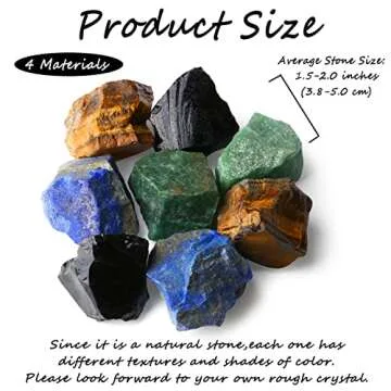 ZHIYUXI 2" Tiger Eye Green Aventurine Obsidian Lapis Lazuli Raw Crystals Bulk Crystals and Stones Large Crystals Rocks for Tumbling Witchcraft Wire Wrapping Fountain Rocks Cabbing Room Decor 4Pcs