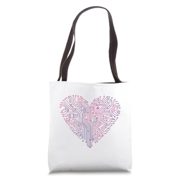 Circuit Board Heart Design Tote Bag Perfect for Tech Lovers