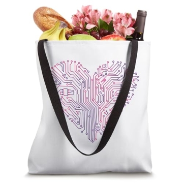 Circuit Board Heart Design Tote Bag for Tech Enthusiasts