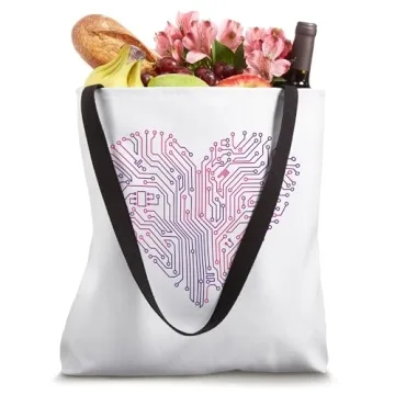 Circuit Board Heart Design Tote Bag for Tech Enthusiasts