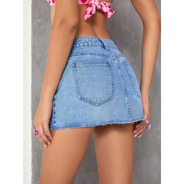 Jumppmile Womens Mini Denim Skirt Mid Waist Mini Y2K Jean Skirts Medium Blue Medium