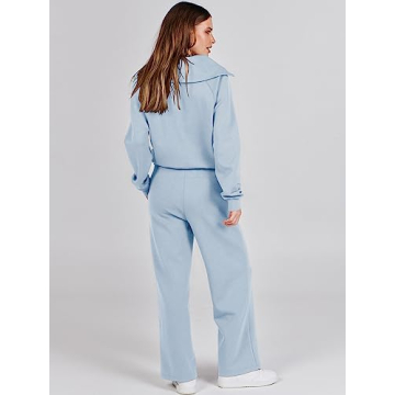 ANRABESS Women 2 Piece Outfits Sweatsuit Oversized Sweatshirt Sweatpants Tracksuit Sweat Lounge Matching Set 2024 Fall Trendy Sky Blue X-Large