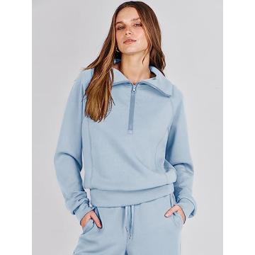 ANRABESS Women 2 Piece Outfits Sweatsuit Oversized Sweatshirt Sweatpants Tracksuit Sweat Lounge Matching Set 2024 Fall Trendy Sky Blue X-Large
