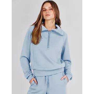 ANRABESS Women 2 Piece Outfits Sweatsuit Oversized Sweatshirt Sweatpants Tracksuit Sweat Lounge Matching Set 2024 Fall Trendy Sky Blue X-Large