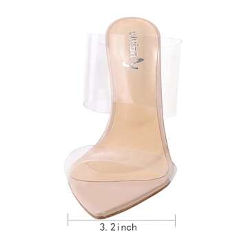 Vivianly Clear Pointed Toe Heels - Slip-On Mules for Women