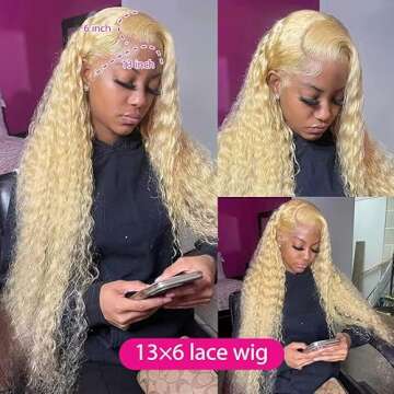 SUPSYOUSF 30 Inch Lace Front Wig Human Hair 613 13X6 Transparent Lace Deep Wave 180 Density Free Par...