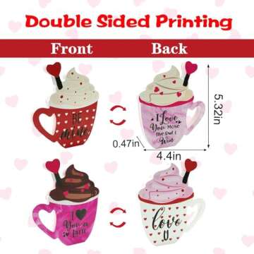 Ahzemepinyo Valentine's Day Wooden Coffee Sign Set - Festive Table Decor