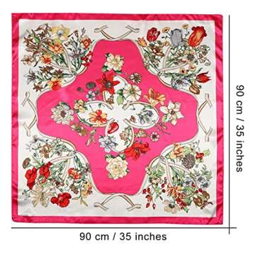 AWAYTR Satin Large Square Head Scarves for Women - 4PCS Silk Like Neck Scarf Hair Sleeping Wraps Lig...