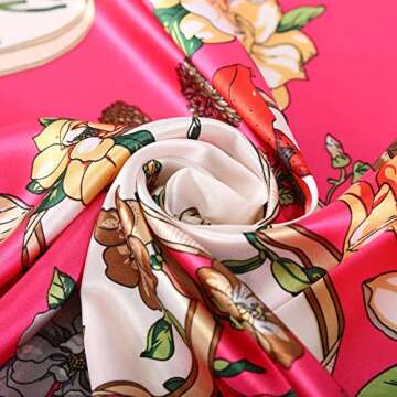 AWAYTR Floral Satin Square Scarves - 4PCS for Women