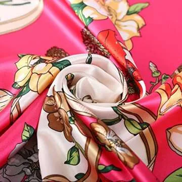 AWAYTR Floral Satin Square Scarves - 4PCS for Women