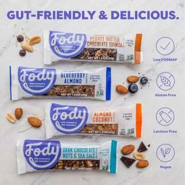 Fody Foods Vegan Nut Bars | 3g Protein | Low FODMAP Certified | Gut & IBS Friendly Snacks | Gluten F...