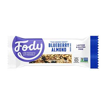 Fody Foods Vegan Nut Bars | 3g Protein | Low FODMAP Certified | Gut & IBS Friendly Snacks | Gluten Free Lactose Free Non GMO | Blueberry Almond Bars, 12 Count