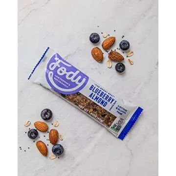 Fody Foods Vegan Nut Bars | 3g Protein | Low FODMAP Certified | Gut & IBS Friendly Snacks | Gluten Free Lactose Free Non GMO | Blueberry Almond Bars, 12 Count