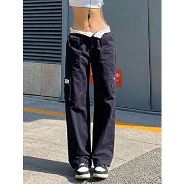 Y2k Low Waisted Jeans for Women Aesthetic Vintage Baggy Pants Wide Leg Casual Trousers 2022 Trendy E-Girl Clothes Small