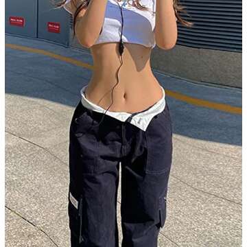 Y2k Low Waisted Jeans for Women Aesthetic Vintage Baggy Pants Wide Leg Casual Trousers 2022 Trendy E-Girl Clothes Small