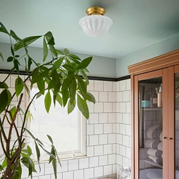 Schoolhouse Light Fixture Gold 9" Semi Flush Mount Ceiling Light