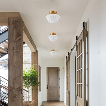 Schoolhouse Light Fixture Gold 9" Semi Flush Mount Ceiling Light