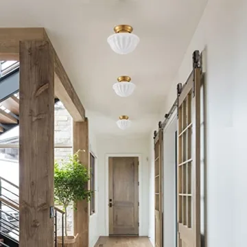 Schoolhouse Light Fixture Gold 9" Semi Flush Mount Ceiling Light