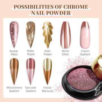 Saviland Chrome Nail Powder Set - 6 Colors Metallic Gold Chrome Nail Powder Mirror Effect Holographi...