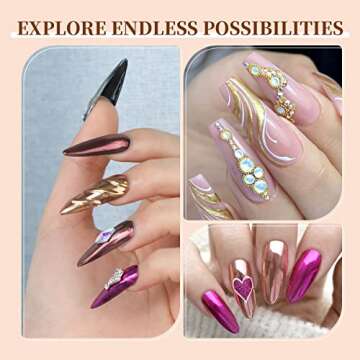 Saviland Chrome Nail Powder Set - 6 Colors Metallic Gold Chrome Nail Powder Mirror Effect Holographic Chameleon Pigment Chrome Powder for Gel Nails Manicure Nail Glitter Dust for Nail Art Decorations