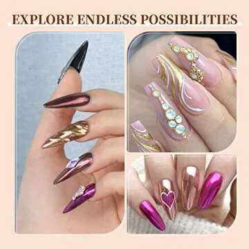 Saviland Chrome Nail Powder Set - 6 Colors Metallic Gold Chrome Nail Powder Mirror Effect Holographic Chameleon Pigment Chrome Powder for Gel Nails Manicure Nail Glitter Dust for Nail Art Decorations