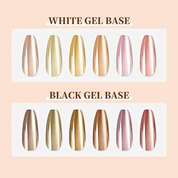 Saviland Chrome Nail Powder Set - 6 Colors Metallic Gold Chrome Nail Powder Mirror Effect Holographic Chameleon Pigment Chrome Powder for Gel Nails Manicure Nail Glitter Dust for Nail Art Decorations