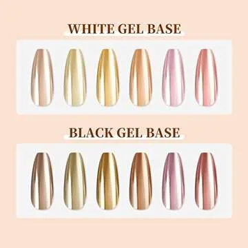 Saviland Chrome Nail Powder Set - 6 Colors Metallic Gold Chrome Nail Powder Mirror Effect Holographic Chameleon Pigment Chrome Powder for Gel Nails Manicure Nail Glitter Dust for Nail Art Decorations