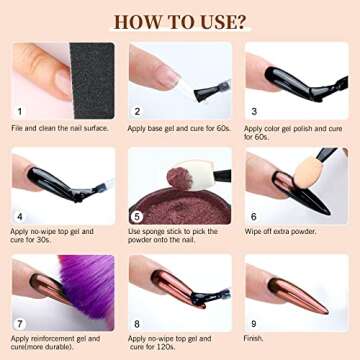 Saviland Chrome Nail Powder Set - 6 Colors Metallic Gold Chrome Nail Powder Mirror Effect Holographic Chameleon Pigment Chrome Powder for Gel Nails Manicure Nail Glitter Dust for Nail Art Decorations