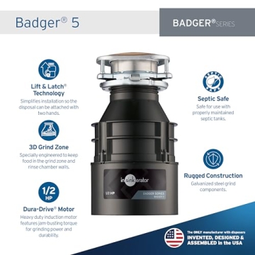 InSinkErator Badger 5 1/2 HP Garbage Disposal - Efficient & Quiet