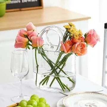 Stylish Fixwal Handbag Shaped Glass Purse Vase for Decor