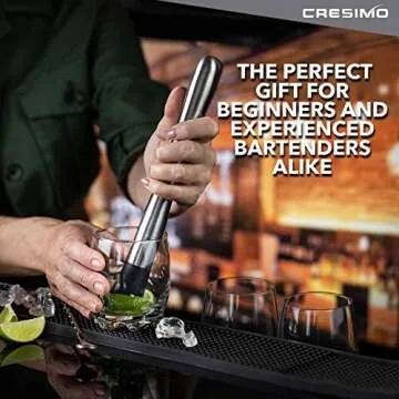 10" Stainless Steel Cocktail Muddler & Mixing Spoon Set