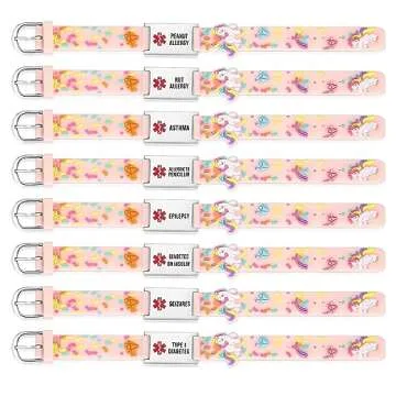 LinnaLove Cartoon Medical Alert ID Bracelets for Kids