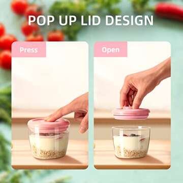 Ankou 400ml Meal Prep Container Set of 4 Pink Tritan Plastic Food Storage Containers with Lids, Airt...