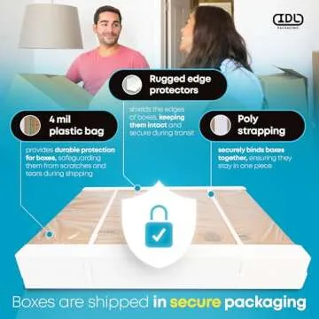 Medium Moving & Shipping Boxes 18 x 12 x 8 inches (5-Pack) - Extra Strength 200 lb vs Regular Box - Corrugated Durable Cardboard Moving Boxes - Packaging Box - Moving Boxes Heavy Duty by IDL Packaging