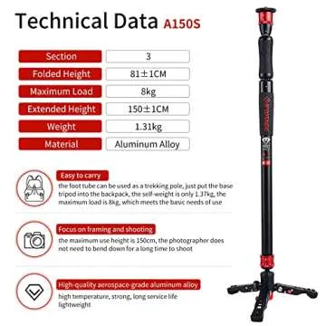 Lightweight IFOOTAGE Cobra 2 A150S Monopod - 59" Adjustable