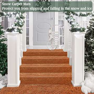 ZeeDix 2 Pack 16 x 118 x 0.28inches Thickened No-Slip Ice and Snow Carpet Mats- Natural Coconut Fiber Carpet for Garden, Front Door, Stairs, Porch Outdoor Safer Walking