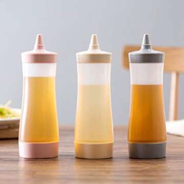 DOITOOL Condiment Squeeze Bottle, 3PCS Ketchup Squeeze Bottle,Plastic Squeeze Bottle