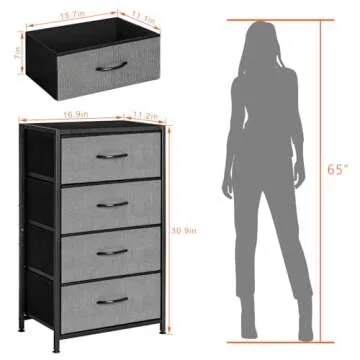 LIANTRAL Dresser for Bedroom, Fabric Storage Drawer Organizer Units for Closet Living Room Hallway Entryway, Tall Chest of Drawers Tower, Sturdy Steel Frame, Wood Top