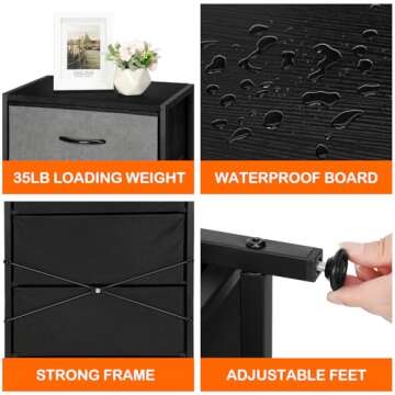 LIANTRAL Dresser for Bedroom, Fabric Storage Drawer Organizer Units for Closet Living Room Hallway Entryway, Tall Chest of Drawers Tower, Sturdy Steel Frame, Wood Top