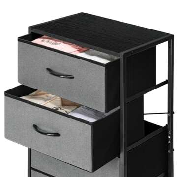 LIANTRAL Dresser for Bedroom, Fabric Storage Drawer Organizer Units for Closet Living Room Hallway Entryway, Tall Chest of Drawers Tower, Sturdy Steel Frame, Wood Top