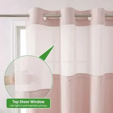 Luxury Blush Shower Curtain with Snap-in Liner Set