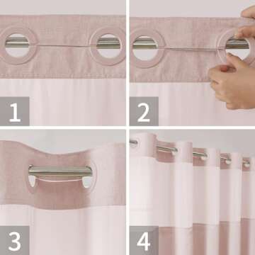 Luxury Blush Shower Curtain with Snap-in Liner Set