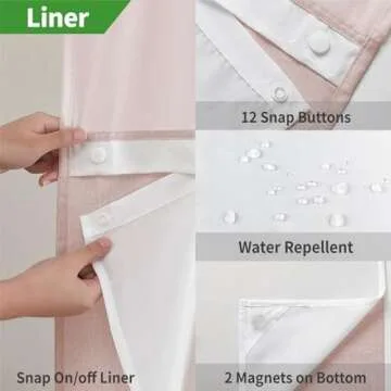 Luxury Blush Shower Curtain with Snap-in Liner Set