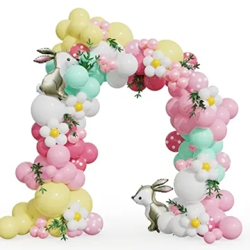 Enanal Easter Balloon Garland 164pcs with Bunny Foil Balloon