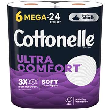 Cottonelle Ultra Comfort Toilet Paper - 6 Mega Rolls for Long-Lasting Cleanliness