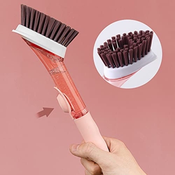 Cenbee Soap Dispensing Dish Brush with 4 Replaceable Heads