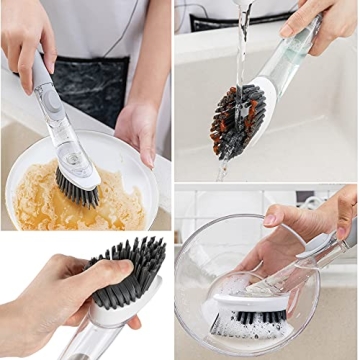 Cenbee Soap Dispensing Dish Brush with 4 Replaceable Heads