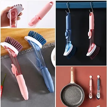 Cenbee Soap Dispensing Dish Brush with 4 Replaceable Heads