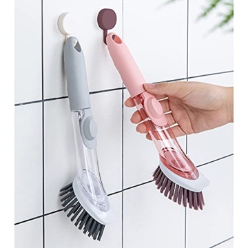 Cenbee Soap Dispensing Dish Brush with 4 Replaceable Heads